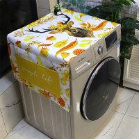 棉麻布艺防尘防水上开滚筒洗衣机罩床头柜盖布冰箱微波炉盖巾|黄叶花鹿10 60*150cm(洗衣机/单门冰箱)