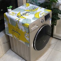 棉麻布艺防尘防水上开滚筒洗衣机罩床头柜盖布冰箱微波炉盖巾|叶纹香蕉11 45*130cm(小冰箱/洗衣机罩)