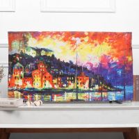 布艺电视机罩防尘罩挂式液晶55英寸50曲面盖巾65欧式电视机套壁挂|桔色海岛城市 32英寸