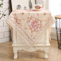 床头柜鞋柜冰箱盖布防尘布套罩保护罩遮盖防灰尘欧式蕾丝家用遮灰|花香咖 [通用]80*80cm