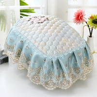 圆形电饭锅罩防尘罩电饭煲盖巾田园蕾丝保护罩家用电压力锅防尘罩|镜花缘蓝绿电饭煲盖巾 圆形直径35cm