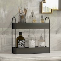 卫生间浴室洗手台置物架免打孔洗漱台桌面护肤化妆品整理收纳架子|黑色双层