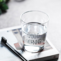 ins网红玻璃套装洗漱杯情侣刷牙杯牙缸水杯杯子创意透明杯|黑色早上好玻璃杯