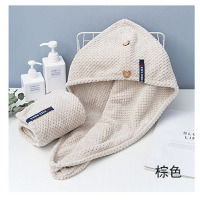 干发帽女吸水浴帽日本包头巾两个装新品双层长发加厚菠萝格速干帽|驼色菠萝格浅棕单条装