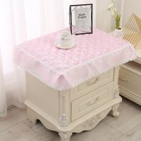 防滑 床头柜盖布底部防滑颗粒 防尘布床头柜罩三层加厚|影舞粉色 45*60cm