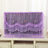 液晶电视机罩台式挂式平面曲面电视防尘套32-70寸电视罩开机不取|彩蝶飞舞-紫色 52-58寸通用