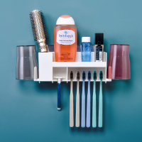 卫生间多功能牙刷置物架吸壁式挂式刷牙牙缸免打孔洗漱套装