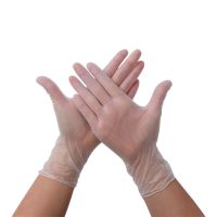 一次性丁腈手套家务洗碗防护食品乳胶橡胶加厚女防滑|透明色[20只袋]微弹PVC 中号M码