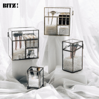 化妆刷收纳盒玻璃防尘美妆刷套装收纳桶刷子粉眉笔眼影置物架