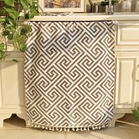 滚筒洗衣机罩防晒帘遮挡帘布小天鹅全自动洗衣机帘防尘帘套罩|黑色迷宫格 宽70cm*高90cm[套餐1](仅杆子)