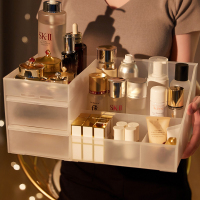 透明化妆品收纳盒宿舍桌面口红整理盒简约梳妆台护肤品抽屉置物架