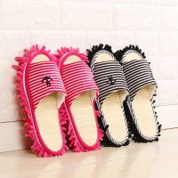 夏季 可拆洗懒人擦地拖鞋 卡通竹席亚麻 拖地拖鞋地板拖鞋