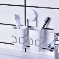 简约刷牙杯套装家用牙刷杯架子牙刷置物架牙具牙缸情侣|纯白套装(白杯)+(白杯)(A款)