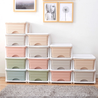 大号抽屉式收纳箱加厚玩具收纳盒塑料多层整理箱储物箱收纳柜子|卡其色 4层