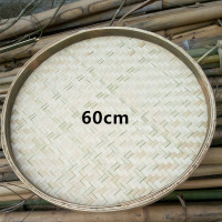 竹编簸箕晾晒中药竹匾竹制品无孔家用茶叶圆簸箕绘画装饰|竹白无孔簸箕60cm