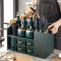 轻奢厨房多用途收纳酱醋油瓶佐料盒置物架调料罐刀具家用套装组合