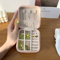 项链戒指首饰盒耳钉耳环女时尚便携式简约收纳盒迷你旅行首饰品包