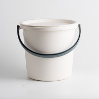 日系家用桶盆套装学生宿舍卫生间洗脸盆塑料加厚手提水桶圆桶无盖|杏色灰把13升（盆桶盖套装）送洗漱杯送贴纸