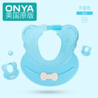 宝宝洗头帽防水护耳神器小孩洗澡帽沐浴帽婴儿幼儿洗发帽儿童浴帽|天蓝F176-防回蝴蝶结款 可调节