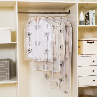 衣服防尘罩挂衣袋透明衣物防尘袋全封闭衣罩挂式大衣防尘套子家用|加厚印花款/素雅花【5个装】 中号【60*80cm】
