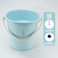 桶盆套装家用水桶宿舍脸盆洗衣桶学生储水带盖洗澡圆桶加厚|蓝色17升(盆桶套装送贴纸)