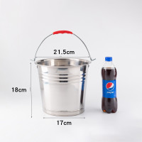 不锈钢手提桶手提式家用304 油桶储加厚小铁桶带盖提|特厚22cm5L无盖特别小送水勺