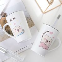 洗漱杯陶瓷带把情侣对杯简约创意家用卫生间子卡通牙刷水杯|单杯（不带木托） 飞猪吻2