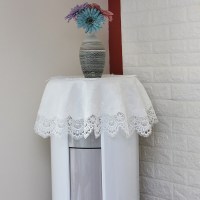 圆柱立式空调盖巾蕾丝布艺防尘布多用盖布圆形空调柜机罩|白花边款 圆柱空调:83圆形