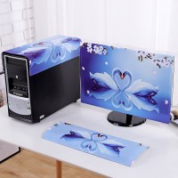 电脑防尘罩台式可爱网红一体机简约液晶显示器24寸屏幕盖布保护套|情侣天鹅(电脑3件套) 19英寸