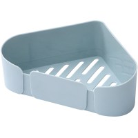 卫生间置物架壁挂免打孔浴室收纳架厕所三角架洗手台旋转墙上架|北欧大号三角置物架（蓝色）