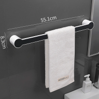 毛巾架免打孔卫生间浴室壁挂式吸盘浴巾挂架创意单杆毛巾杆置物架|黑色长