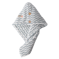 干发帽女吸水速干家用双层加厚洗发包头巾可爱网红干发巾头巾|加加厚双扣蓝色波纹