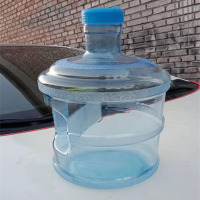 纯净水桶反复使用拧口18.9升矿泉水桶pc新料5加仑加厚饮水机用桶|浅蓝5升螺旋口带手柄可热水可加厚盛10斤水