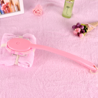 洗澡搓澡擦后背沐浴刷子长柄神器不求人成人搓泥皮强力|粉红色[长柄澡巾刷]+替换布1个