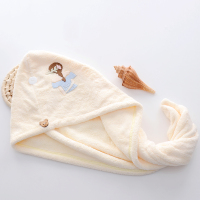 干发帽女超吸水擦头发速干毛巾加厚包头巾浴帽成人可爱长发干发巾|米黄【一条装】贴花随机105克