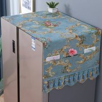 冰箱罩防尘罩北欧单开门双开门家用厨房防油冰箱盖布现代简约|锦玉蓝 60*140(单开门冰箱/洗衣机通用)