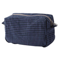 自留无印风立体式化妆包法兰绒格纹收纳包杂物包