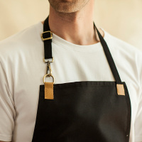 围裙家用厨房女时尚多米来韩版日式背带围腰工作服黑色长款