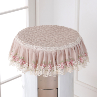 圆柱立式空调盖巾蕾丝布艺防尘盖布圆凳圆形空调柜机罩子|静雅咖 直径40cm