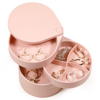 旋转首饰收纳盒项链耳钉耳环耳饰架小精致收拾手饰品网红多层盒子