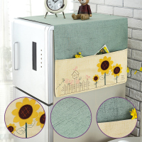 冰箱防尘罩防尘布盖布保护罩微波炉洗衣机双开门单开门冰箱罩盖巾|三朵花 双开/对开门冰箱罩(177x67cm)