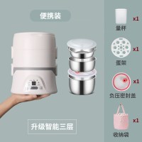 便当盒自热保温电热可加热饭盒蒸饭煮饭热饭菜带饭神器插电上班族|第三代饭盒_三层+手提袋[升级材质,白领必选]
