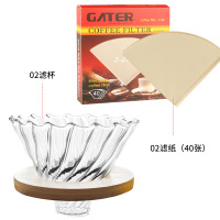 手冲咖啡壶套装v60耐热玻璃滤杯云朵壶滤纸组合滴漏式分享壶木托T0|竹木托+玻璃滤杯+02滤纸40张