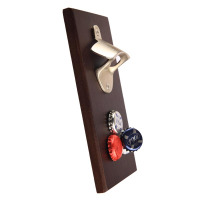 网红同款冰箱门贴磁铁开瓶器木质创意啤酒瓶盖吸铁石起子扳手J3|深色[简易包装]