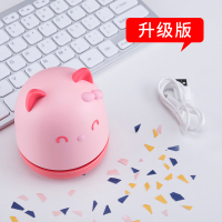 桌面吸尘器迷你小型灰尘橡皮擦屑渣机吸铅笔沫灰充电书桌键盘电动学|[猫咪粉色升级版]-充电款(750mAn电池)-更大吸力