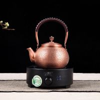 铜壶 手工紫铜壶烧水壶煮茶壶电陶炉煮茶壶 功夫茶具泡茶壶|1号锤皮纹铜壶电陶炉套装