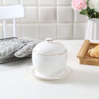 带盖陶瓷一位金边炖盅隔水炖内胆燕窝炖盅酒店甜品盅家用描金汤盅V1|大仿古炖盅(420mL) 配金碟金勺