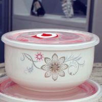 带盖密封陶瓷保鲜碗便当饭盒 宿舍泡面碗 餐具家用饭碗微波炉适用|珠光宝气 2个装[大号]