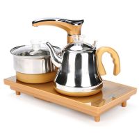 质保一年电茶炉全自动上水壶电热水壶茶具套装烧水器自动旋转抽水M4|金色四合一全自动电热炉