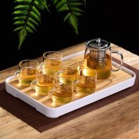 明火可烧高硼硅玻璃煮茶器煮茶壶烧水壶电热炉养生电茶壶茶具套装|壶+6杯+密胺茶盘 450毫升迷雅蓝玉壶